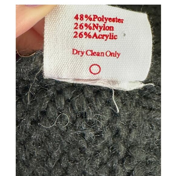 Lisa Says Gah Cece Black Ink Bow Knit Oversized Turtleneck Sweater Size M/L - Picture 4 of 13